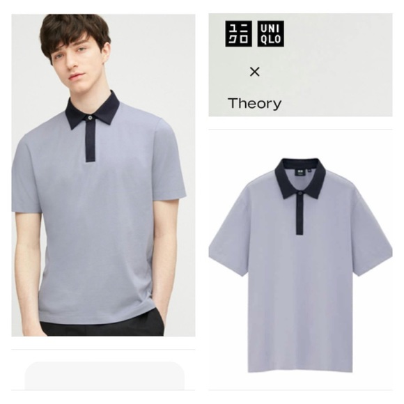 UNIQLO X THEORY Collaboration Airism Polo Shirt - Blue/Navy Size Stands Size S - Picture 2 of 12